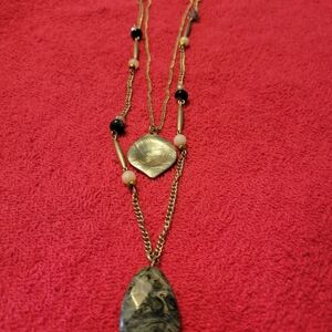 Elegant Gold and Black Layered Necklace